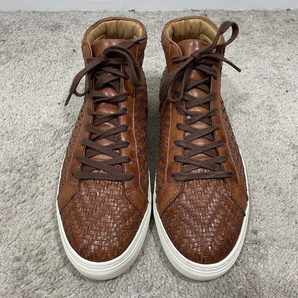 TAFT Brown Woven Leather High Top Sneakers Mens Size 10